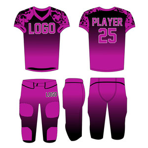 Conjunto de Uniforme de Fútbol Americano Personalizado para Hombre, 100% Poliéster de Malla de Secado Rápido, Impresión Digital, Bordado Frontal, Manga Corta, Cuello en V - Product Image 1