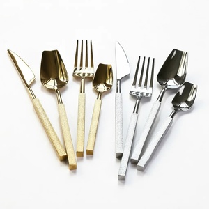 Ensemble de couverts modernes en métal doré et argenté, finition miroir, passe au lave-vaisselle, pour mariage, maison, hôtels, restaurants - Product Image 1