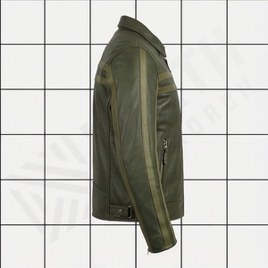 Veste en cuir pour homme NAI-0477E, style motard, col rabattu, fermeture éclair, couleur personnalisable, pour l'été. - Product Image 3