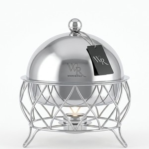 Elegant Dome Chafing Dish High Grade Mirror Finish Stainless Steel <b>Buffet</b> Set <b>Warmer</b> with Decorative Geometric Stand for Majlis - Product Image 1