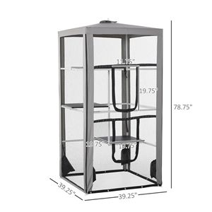 Cuccia per Gatti 79''H con Telaio in Acciaio, 3 Piattaforme, 2 Porte, 4 Sacchi di Sabbia, Recinto a Rete per Gattini da Interno/Esterno con Stabilità - Product Image 3