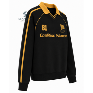 Sweat-shirt de rugby universitaire pour femmes NCBW, col polo, manches longues, broderie, pull décontracté, pull universitaire - Product Image 2