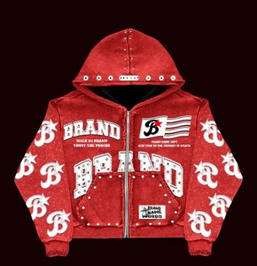 Custom Distressed Embroidery Zip up Rhinestone Graphic Hoodie Sweatpants Acid Wash <b>Mens</b> Hoodies Sweatshirt Sets Tracksuit - Product Image 4