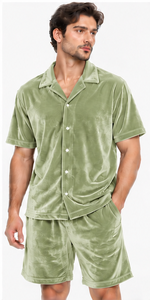 Ensemble décontracté d'été en velours tissé sur mesure, respirant et doux, vente en gros, chemise et short en velours unisexe pour la mode quotidienne - Product Image 6
