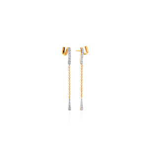 Boucles d'oreilles pendantes de créateur haut de gamme en or avec diamants de laboratoire étincelants et élégant pendentif goutte d'eau – Bijoux de mode - Product Image 3