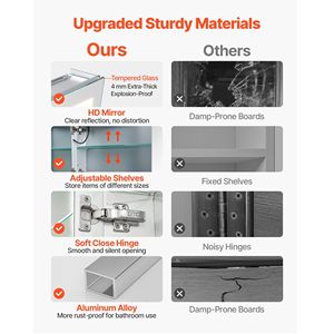 Armadietto a Specchio LED Illuminato 36 X 30 da Incasso a Parete con 3 Colori Dimmerabili e Funzioni HD per Bagno - Product Image 6