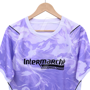 Camiseta Deportiva Unisex de Manga Corta, Transpirable, de Poliéster, con Estampado de Camuflaje Tie Dye Morado y Blanco, Fabricada Directamente en Fábrica, Calidad Premium - Product Image 4