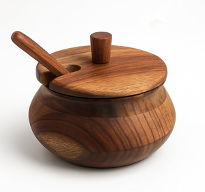Excellent Quality Wood Sugar Pot Kitchen Functional Wooden Spice and Sugar <b>Cube</b> Pot Wholesale Price - Product Image 1