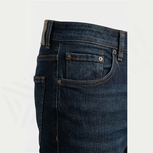Jean en denim coupe droite délavé foncé pour homme, taille haute, coupe slim, en coton, style décontracté, pantalon d'automne - Product Image 6