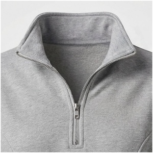 <b>Women</b> Gray <b>Half</b>-<b>Zip</b> <b>Sweatshirt</b> Full Sleeve Solid Color Casual Midweight Polyester Tracksuit Top with Side Pockets Autumn Wear - Product Image 4
