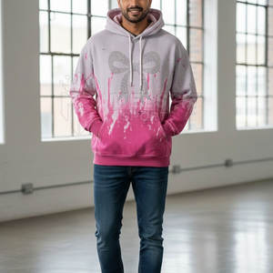 Sudaderas con Capucha para Hombre, Lavado Ácido, con Pedrería, 100% Algodón, Estilo Urbano Moderno, Cómodas, Manga Larga, Atuendos Casuales para el Día a Día - Product Image 3
