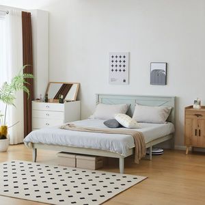 Full-Size Solid Wood <b>Platform</b> <b>Bed</b> <b>Frame</b> with Gray Wash Headboard - Product Image 6