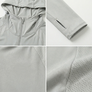 Chaqueta de protección solar con capucha y manga larga para mujer, ligera, transpirable, anti-UV, para exteriores, color gris - Product Image 6