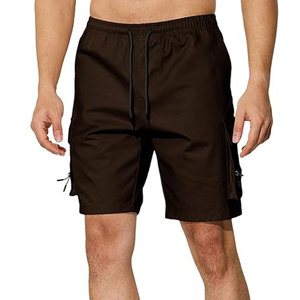 Short cargo décontracté pour homme, marron foncé, tendance, haute qualité, nouveau modèle, doux, léger, personnalisable, multi-poches, pour l'extérieur - Product Image 1