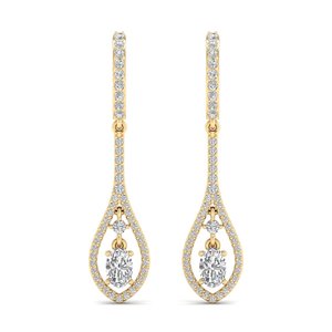 Boucles d'oreilles pendantes REYES en diamant de laboratoire CVD HPHT exquis, en or massif 14 carats, bijoux raffinés de luxe pour femmes, parfaits pour les soirées. - Product Image 2