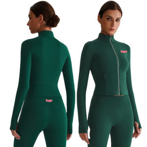 Chaqueta Deportiva Ajustada con Cierre para Mujer, Top de Yoga con Orificios para Pulgares y Conjunto de Ropa Deportiva, Marca Privada, para Running y Yoga - Product Image 1