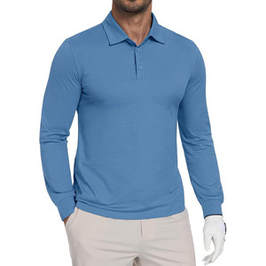Chemises polo à manches longues pour hommes, légères, à séchage rapide, pour le golf, protection solaire, chemise décontractée à col boutonné, tee-shirt polo - Product Image 1