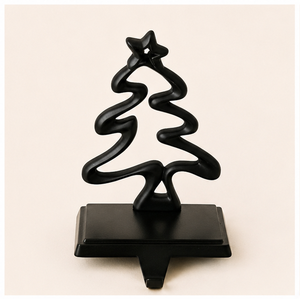 Minimalist Abstract Christmas Tree <b>Stocking</b> Hanger Durable Wrought Iron Mantel Hook For X-mas <b>Stockings</b> & Garlands Holiday Decor - Product Image 1