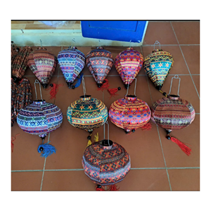 Traditional Ethnic Brocade <b>Lantern</b> Handmade Hanging Fabric Lamp Decorative Lighting for Home Office Café Boutique Design - Product Image 6