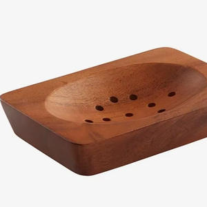 Customized Logo Eco-friendly Bamboo Drain Soap Holder Wooden Reusable Soap <b>Box</b> for Bathroom <b>Shelf</b> for Home and Hotel - Product Image 1