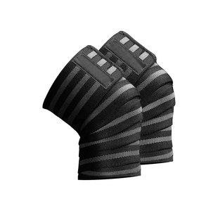 Genouillère personnalisée avec logo imprimé, support élastique, vêtements de fitness pour hommes, noir et gris - Product Image 1