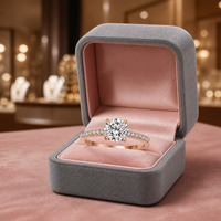 Bague de Fiançailles Solitaire en Argent Sterling 925 Plaqué Or Rose 18K de Luxe avec Zircon Rond de 7mm pour Femme - Vente en Gros