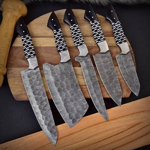 Professional Damascus Steel Kitchen <b>Knife</b> <b>Set</b> with Black and White Pattern Handle Professional Hunting <b>Knives</b> By A&M Enterprises - Product Image 4