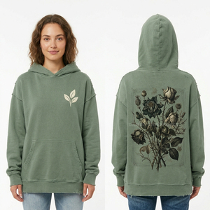 Sudadera con capucha gris cropped para mujer con lavado mineral, estampado de luna y silueta de zombi con pedrería brillante, dobladillo sin rematar, de forro polar, fabricante - Product Image 2