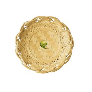 Vietnamese Handmade Bamboo Tray Lotus Flower Shape Round Woven Bamboo Plate for Fruit Snack Bread Serving - Product Image 4