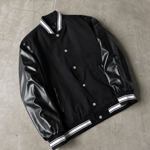 Bulk mens two tone varsity <b>jacket</b> color block varsity <b>jacket</b> custom <b>patch</b> for US streetwear retailers - Product Image 1