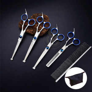 Professional Luxury Pet Grooming Kit 4-Piece Stainless Steel Scissors <b>Set</b> with Self-Cleaning Pink Handles Comb & Carrying Case - Product Image 4