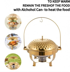 Calentador de Comida de Lujo de Acero Inoxidable con Patrón de Diamantes, Tapa Colgante Elegante, Ecológico, Hecho a Mano, para Hoteles en el Medio Oriente - Product Image 3