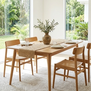 Modern Rectangular Solid Wood <b>Dining</b> <b>Table</b> Elegant Mid Century <b>Wooden</b> Furniture For <b>Rustic</b> Contemporary Home Decor Setup Design - Product Image 2