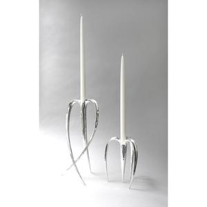 Charmant porte-bougie en métal avec finition argentée polie, pièce décorative haut de gamme pour tables à manger et décoration de mariage - Product Image 5
