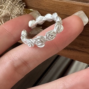 Anillo de compromiso de plata de ley S925, versión coreana, pequeño, mate, retro, estilo rosa, personalidad, simple, unisex, venta al por mayor - Product Image 4