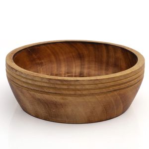 Bol de service rustique en bois artisanal, bol à salade en bois dur naturel, plat de service pour la cuisine, vaisselle décorative - Product Image 1
