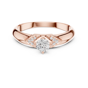 Bague de fiançailles solitaire ronde en or rose de luxe, bague de promesse vintage avec halo pour femme, bijoux de mode - Product Image 3