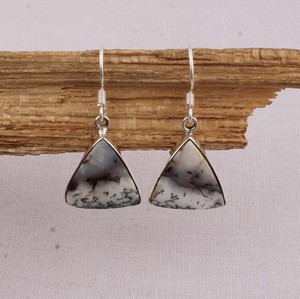 Natural Dendritic <b>Opal</b> <b>Earrings</b> 925 Sterling Silver Handmade Shalin Gemstone Drop <b>Earrings</b> Wholesale Unique Dendrite Jewelry - Product Image 3