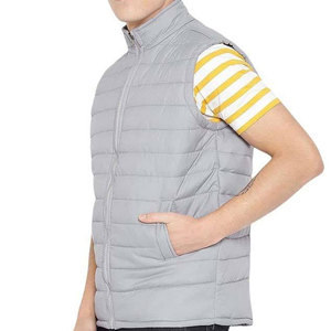 Vestes matelassées grises pour hommes, col montant, fermeture éclair, coupe-vent, respirantes, style décontracté, en toile avec rembourrage en polyester, pour l'hiver - Product Image 4