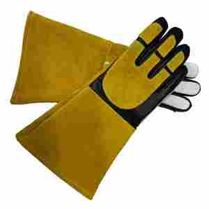 Gants de soudage professionnels en cuir de vachette résistants à la chaleur pour soudeurs TIG MIG avec manchette longue en cuir fendu pour hommes - Product Image 1