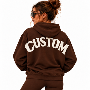 Prix d'usine Sweat à capuche épais surdimensionné pour femme, en molleton, avec impression personnalisée au dos, Sweat-shirt à capuche surdimensionné personnalisé pour femme - Product Image 2
