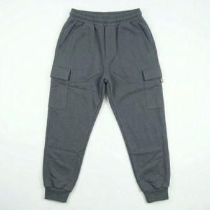 Jogging de sport pour homme en coton fuselé gris foncé avec logo personnalisé, style hip-hop, légers, avec poignets élastiques et fermeture éclair - Product Image 4