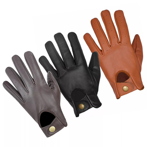 Gants unisexes en cuir de cerf véritable, imperméables, de haute qualité, pour la conduite automobile et la moto en hiver, sans doublure, à doigts entiers - Product Image 1