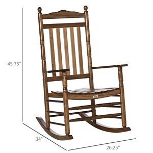 Sedia a dondolo tradizionale in legno marrone con schienale alto per interni/esterni - Product Image 3