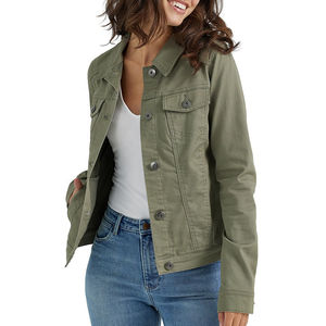 Chaqueta vaquera corta para mujer, color personalizado, informal, oversize, con botones, para otoño, bordado ecológico de algodón - Product Image 1