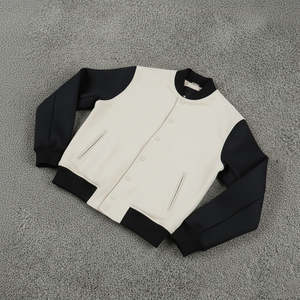 Chaqueta Varsity de Cuero para Hombre, Diseño en Blanco, Mangas de Cuero Multicolor, Tela Transpirable, Cintura Elástica, Chaquetas de Invierno para Hombre en Venta - Product Image 6