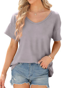 T-shirt ample à col en V pour femme, vêtement de sport islamique modeste et de haute qualité, idéal pour l'été, 100 % coton - Product Image 3