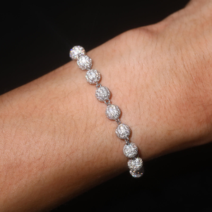 Round Cluster Moissanite Diamond <b>Bracelet</b> 925 Silver Iced Out <b>Ball</b> Link Chain Luxury Jewelry for Men Women Gift - Product Image 5