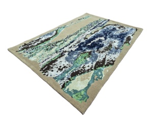 Tapis en soie touffeté fait main de luxe Tapis rond texturé moderne pour salon chambre à coucher Tapis en laine touffeté à la main de haute qualité - Product Image 2