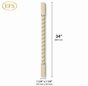 ราวบันไดไม้ EFS แบบเกลียว ขนาด 34 นิ้ว 1 1/4 x 1 1/4 นิ้ว แบบดั้งเดิม พร้อมราวจับ - Product Image 1
